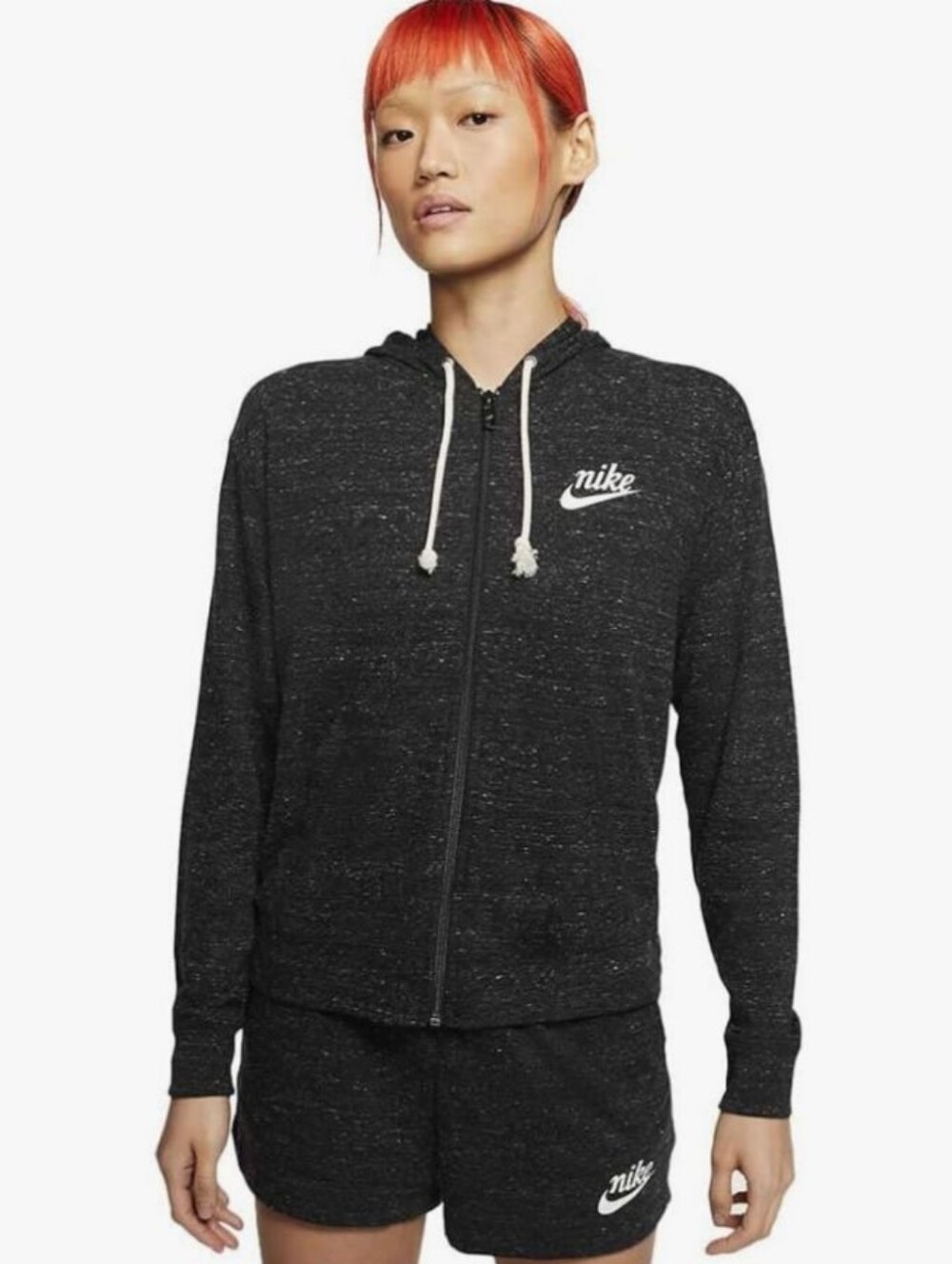 Nike Black Heather Hoodie and Shorts Athletic Set